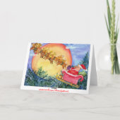 Santa Pig Sleigh Feestdagen Kaart (Achterkant)