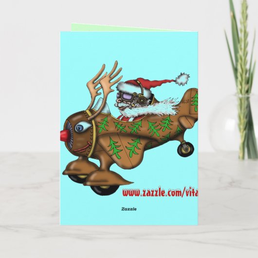 Santa piloot grappig Vrolijk Kerstkaart ontwerp Feestdagen Kaart (Achterkant)