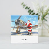 Santa Pilot Christmas Flight for Aviation Staff Feestdagenkaart (Staand voorkant)