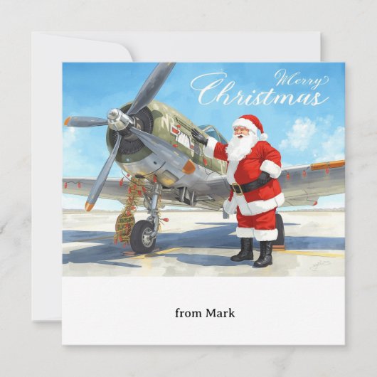 Santa Pilot Christmas Flight for Aviation Staff Feestdagenkaart (Voorkant)