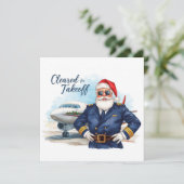 Santa Pilot Cleared for takeoff Christmas Flight Feestdagenkaart (Staand voorkant)