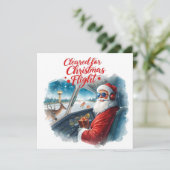 Santa Pilot in het Cockpit Aviation-thema Feestdagenkaart (Staand voorkant)