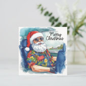 “Santa Pilot  in the Cockpit Aviation themed  Feestdagenkaart (Staand voorkant)