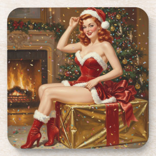  Santa Pin-up Art Bier Onderzetter