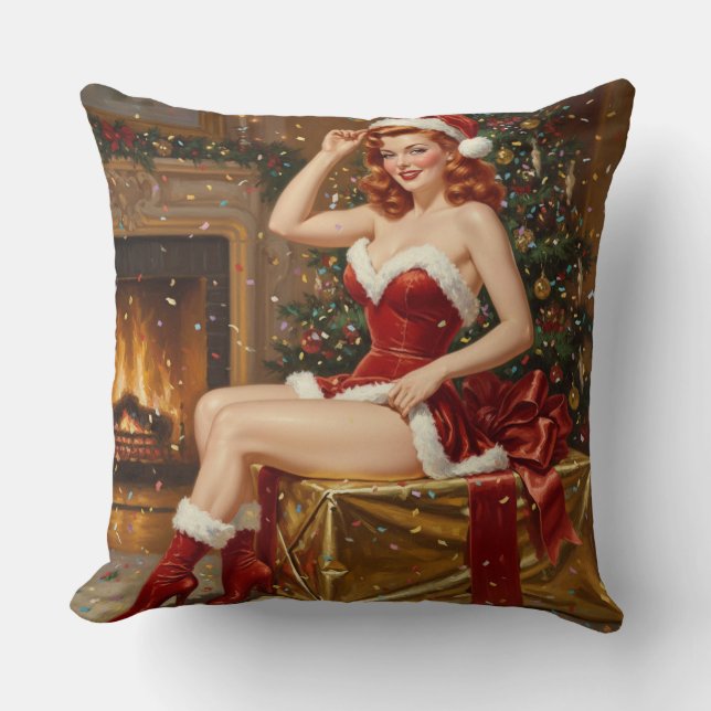  Santa Pin-up Art Kussen (Voorkant)