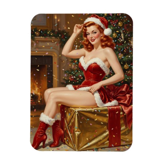  Santa Pin-up Art Magneet (Verticaal)