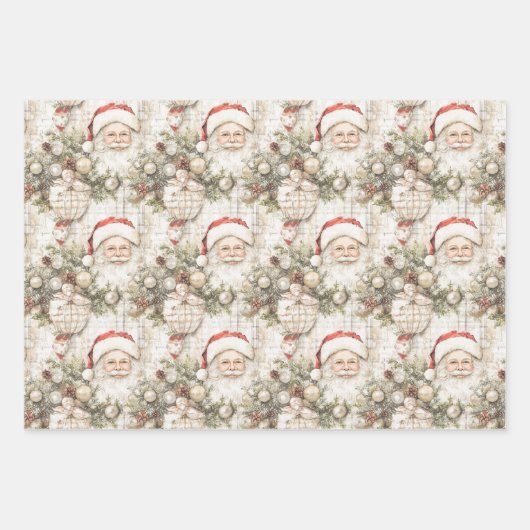 Santa Pine Cones Kerstmis Inpakpapier Vel (Voorkant)