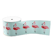 Santa Pink Flamingo Blue Holiday Patroon Grosgrain Lint (Spoel)