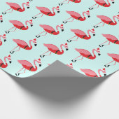 Santa Pink Flamingo Blue Kerstmis Cadeaupapier (Hoek)