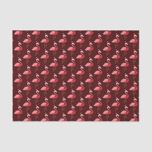 Santa Pink Flamingo Burgundy Holiday Kerstmis Tissuepapier (Voorkant)