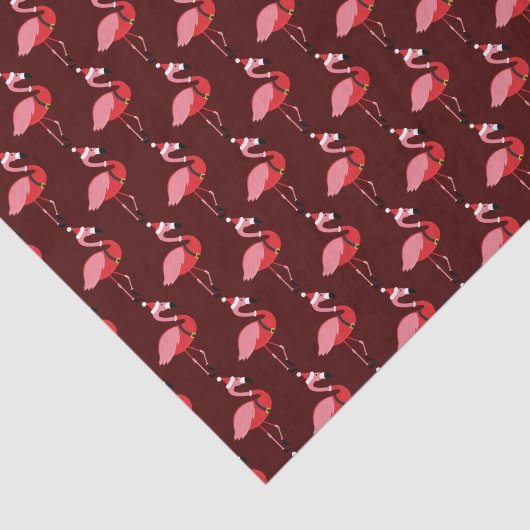 Santa Pink Flamingo Burgundy Holiday Kerstmis Tissuepapier (Detail)