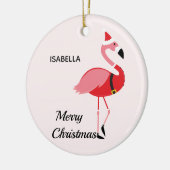 Santa Pink Flamingo Holiday Animal Merry kerst Keramisch Ornament (Links)