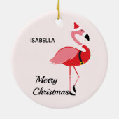 Santa Pink Flamingo Holiday Animal Merry kerst Keramisch Ornament (Achterkant)