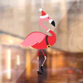 Santa Pink Flamingo Holiday Kerstmis Raamsticker