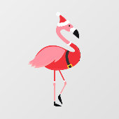 Santa Pink Flamingo Holiday Kerstmis Raamsticker (Vel)