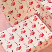 Santa Pink Flamingo Kerstfeestdag Cadeaupapier