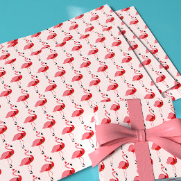Santa Pink Flamingo Kerstfeestdag Inpakpapier Vel