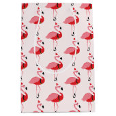 Santa Pink Flamingo Kerstfeestdag Medium Cadeauzakje (Voorkant)