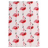 Santa Pink Flamingo Kerstfeestdag Medium Cadeauzakje (Achterkant)