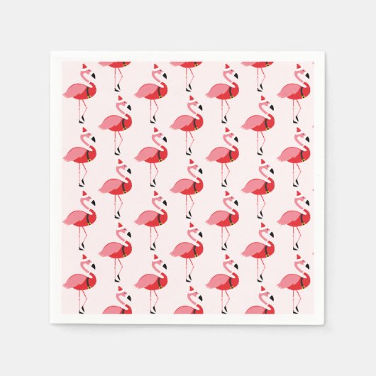 Santa Pink Flamingo Kerstfeestdag Servet (Voorkant)