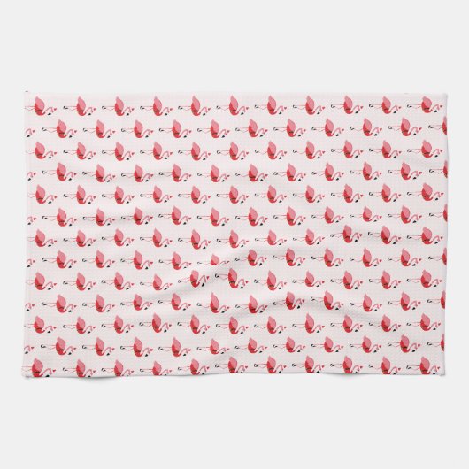 Santa Pink Flamingo Kerstmis Theedoek (Horizontaal)