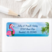 Santa Pink Flamingo kerststaartadres Etiket (Insitu)