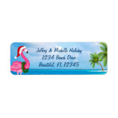 Santa Pink Flamingo kerststaartadres Etiket (Voorkant)