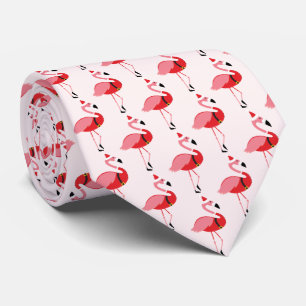Santa Pink Flamingo Novelty Kerstmis Stropdas