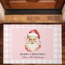  Santa Pink Gingham gepersonaliseerde kerst