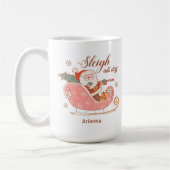 Santa Pink Sleigh De hele dag met Kerstmis Koffiemok (Links)