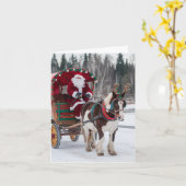 Santa Pinto Draft Horse Antlers Red Green Wagon Kaart (Gele Bloem)