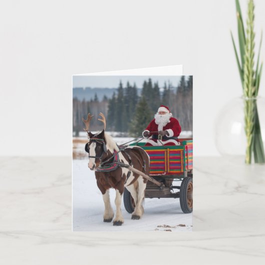 Santa Pinto trekpaard gewei kleurrijke wagen Kaart (Voorkant)