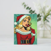 Santa Pinup: Pop Art Glam Briefkaart (Staand voorkant)