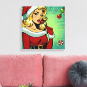 Santa Pinup: Pop Art Glam Canvas Afdruk (Insitu (Woonkamer))