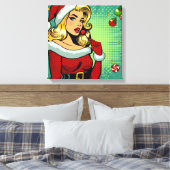 Santa Pinup: Pop Art Glam Canvas Afdruk (Insitu (Slaapkamer))