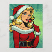 Santa Pinup: Pop Art Glam Feestdagenkaart (Voorkant)