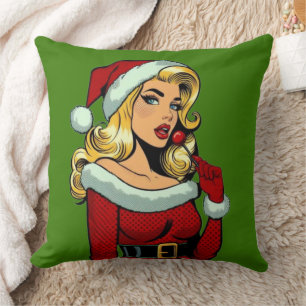 Santa Pinup: Pop Art Glam Kussen