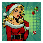 Santa Pinup: Pop Art Glam Perfect Poster (Voorkant)