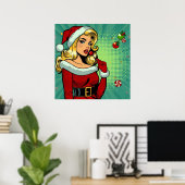 Santa Pinup: Pop Art Glam Poster (Thuiskantoor)