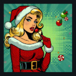 Santa Pinup: Pop Art Glam Poster<br><div class="desc">Een speelse pop art nemen op de klassieke pinup meisje,  deze glamoureuze blondine rocks een Santa pak met  flair. Haar gedurfde rode lippen,  feestelijke lolly en retro-vibe brengen een brutale,  moderne twist in de stijl van de vakantiepinup.</div>