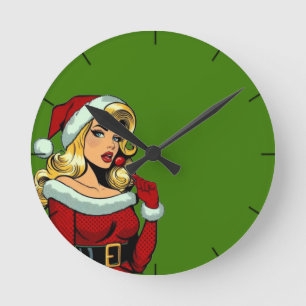Santa Pinup: Pop Art Glam Ronde Klok
