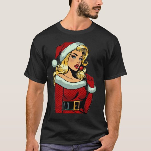Santa Pinup: Pop Art Glam T-shirt (Voorkant)