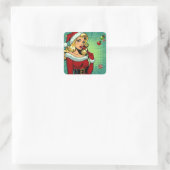 Santa Pinup: Pop Art Glam Vierkante Sticker (Tas)