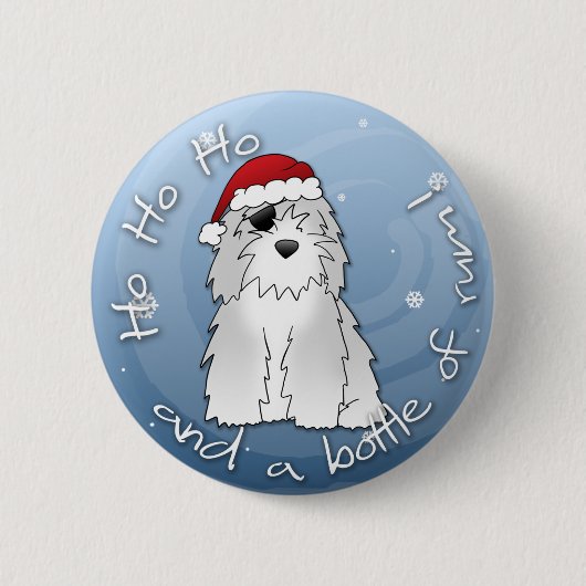 Santa Pirate Old English Sheepdog Ronde Button 5,7 Cm (Voorkant)
