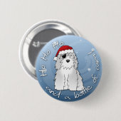 Santa Pirate Old English Sheepdog Ronde Button 5,7 Cm (Voorkant /achterkant)