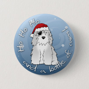 Santa Pirate Old English Sheepdog Ronde Button 5,7 Cm