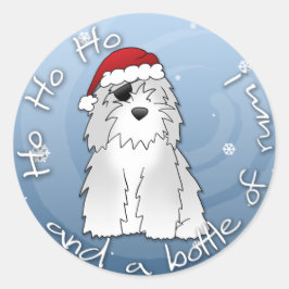 Santa Pirate Old English Sheepdog Ronde Sticker
