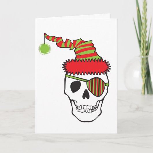 Santa Pirate Skull Feestdagen Kaart (Voorkant)