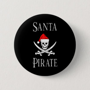 Santa Pirate Skull Swords Christmas Pet Boating Lo Ronde Button 5,7 Cm