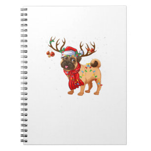 Santa Pitbull kerstboom licht pyjama hond x-ma Notitieboek